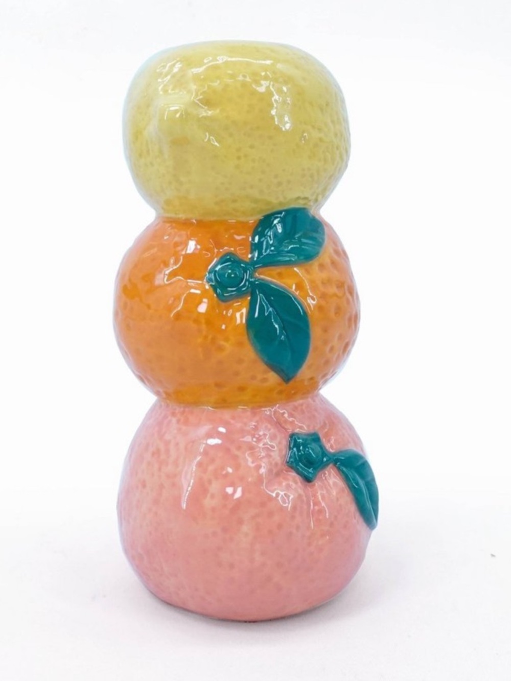 New! Ceramic Stacked Citrus Fruit Vessel / Vase - Yellow Orange Pink, Spring